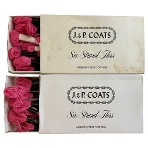 Pink Embroidery Floss Lot of 22 Skeins JP Coats 6-Strand 46B Beauty Rose Box NOS